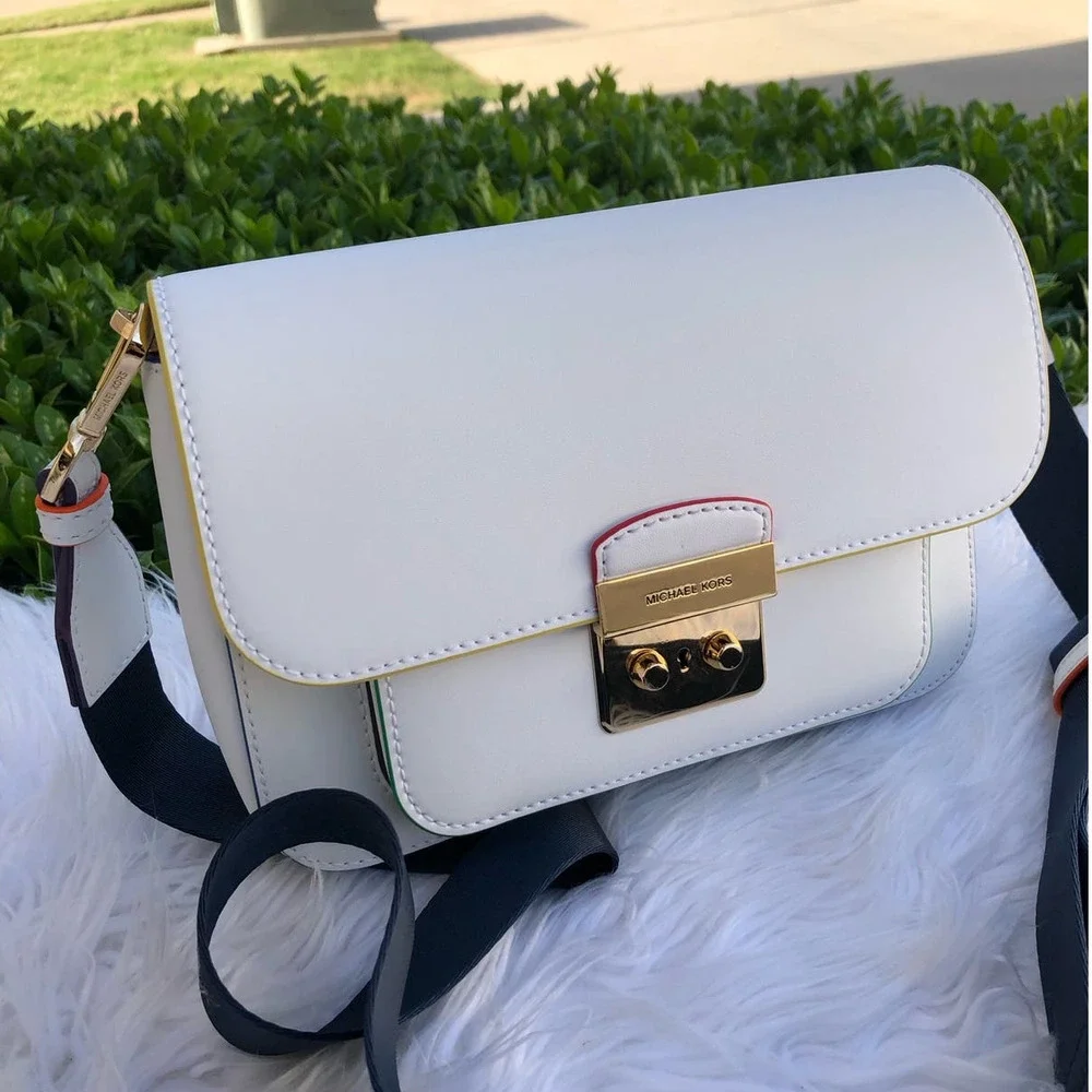 Michael Kors Sloan Editor Leather Messenger Crossbody Rainbow - Picture 7 of 16